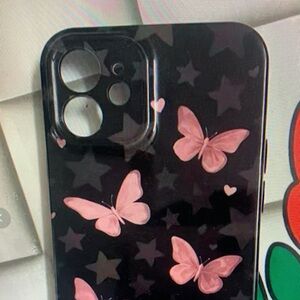 SHEIN Black and Pink Star Butterfly Phone Case